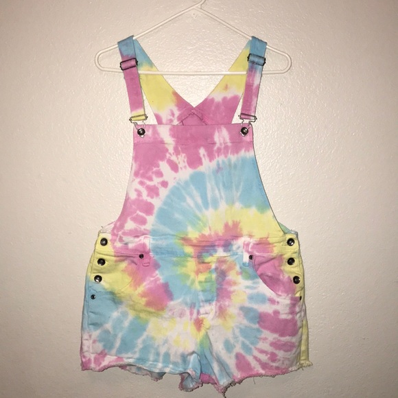 Blackheart Pants - Blackheart Denim Tye Dye Overalls Shorts Junior 13